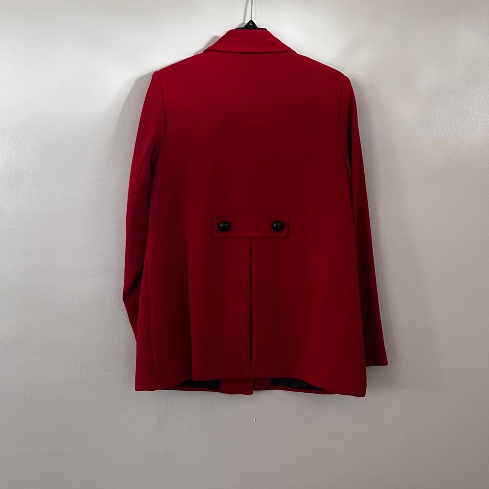 Worthington Red Pea Coat with Black Buttons - Picture 3 of 11